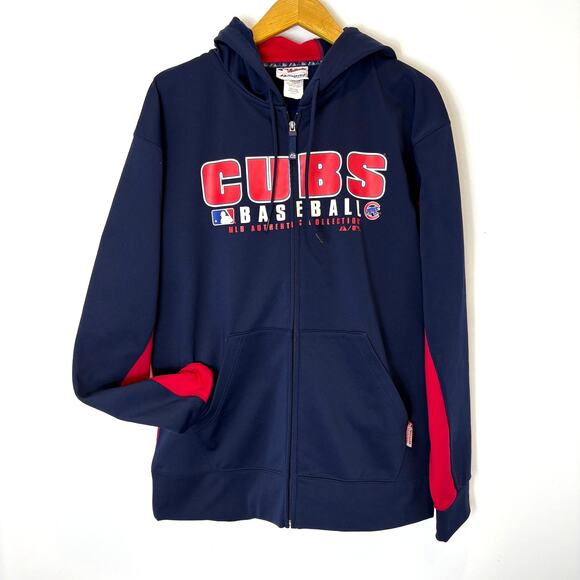 Chicago Cubs MLB Authentic Collection Full Zip Hoodie Sweatshirt- Men Size Large - Picture 2 of 7